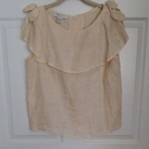 Cream Sleeveless Blouse with Bow Details